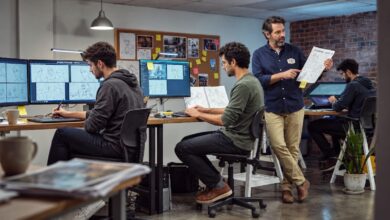 Animators working on hybrid animation projects.